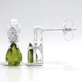 Cavill - 925 Sterling Zilveren Oorbellen - Platina Verguld - 1,2 ct Peervormige Groene Koper Toermalijn uit Mozambique - Moderne Elegante Sieraden