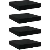 vidaXL Wandschappen zwevend 4 st 23x23,5x3,8 cm MDF hoogglans zwart