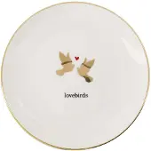 Zusss Gebaksbordje Lovebirds Keramiek White / Gold