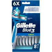 Gillette 6 x Blue3 - wegwerpscheermesjes - simple 8st