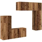 vidaXL TV Wand Eenheid 5 st Oud Hout Bewerkt hout