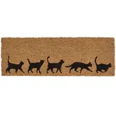 Homescapes Antislip Kokosnoot Deurmat met Kattenmotief, 25 x 75 cm