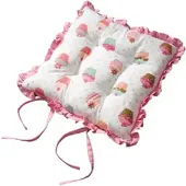 Homescapes Ruffelkussen Omkeerbaar stoelkussen met strikjes Cupcakes
