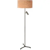 Steinhauer Vloerlamp Stang 4841BR met leeslicht en beige kurk kap