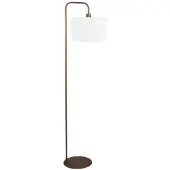 Mexlite Vloerlamp Stang 4786BR bronskleurig met grof wit linnen kap