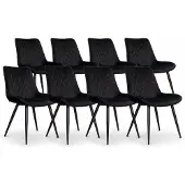 DS4U - Benito eetkamerstoel - Set van 8 - Zwart - Velvet