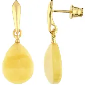 Cavill - Zilveren Oorbellen met 4 ct Baltische Barnsteen - 925 Sterling Zilver Verguld - Peervormige Cabochon - Elegante, Lichtgewicht Luxe Sieraden