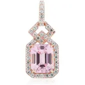 Cavill - Zilveren hanger met roségoud verguld - 3,822 ct Afghaanse achthoekige kunziet & 37 Cambodjaanse zirkonia - Elegante dames hanger
