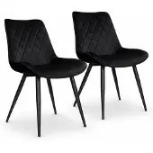 DS4U - Benito eetkamerstoel - Set van 2 - Zwart - Velvet
