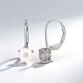 Cavill - 925 Sterling Zilver Gerhodineerde Oorbellen - Braziliaanse Rozenkwarts 1,035 ct - Rond Geslepen Roze Edelsteen - Elegante Dames Oorbellen