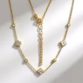 Cavill - Zilveren halsketting 925 sterling verguld - 1,56 ct ronde zirkonen - verstelbaar collier dames - elegante hoogwaardige sieraden