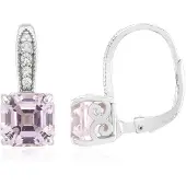 Cavill - Zilveren Oorbellen 925 Sterling - Achthoek Asscher Kunziet 4,078 ct - Rond Zirkonia 0,177 ct - Elegante Luxe Oorstekers Dames