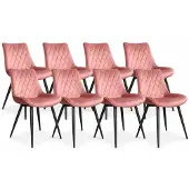 DS4U - Benito eetkamerstoel - Set van 8 - Roze - Velvet