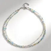 Cavill - Zilveren Ketting met 42 ct Gefacetteerde Ronde Beryl Parels - 925 Sterling Zilver Gerhodineerd - Verstelbaar 45-50 cm - Luxe Dames Sieraad