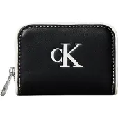 Calvin Klein Portemonnee 'Contrast Logo Textured Zip-around' zwart / wit