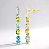 Cavill - Blauwe Topaas & Peridoot Oorbellen - 18K Goud Verguld - 925 Sterling Zilver - 4,68 ct Edelstenen - Elegant & Luxe Sieraad voor Dames