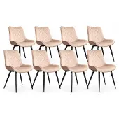 DS4U - Benito eetkamerstoel - Set van 8 - Champagne - Velvet