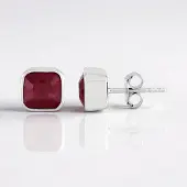 Cavill - Oorbellen 925 Sterling Zilver - 2,167 ct Bemainty Robijn - Platina Verguld - Asscher Geslepen Achthoekig - Elegant & Duurzaam Sieraad