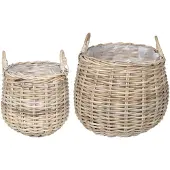 vidaXL Plantmand met opslag 2 st Natuurlijk grijs Kubu Rattan