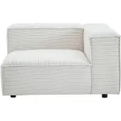 Vente-unique Hoekfauteuil rechts in beige ribfluweel RUZOLO