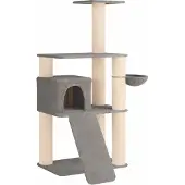 vidaXL Kattentoren met sisal krabpalen Lichtgrijs 173 cm