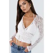 Busem Korte Kanten V-hals Blouse met Strikdetail