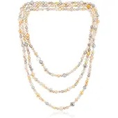Cavill - Lange Parelketting 925 Sterling Zilver Gerhodineerd - Witte & Roze Zoetwaterparels - Elegante Meerdere Lagen - Dames Sieraden 175 cm