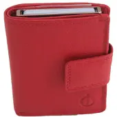 Oi rode leren complete portemonnee met figuretta Cardprotector / compacte leren beurs met metalen pasjeshouder afsluitbaar / anti skim kastje in portemonnee / rood leer /106R