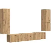vidaXL Tv-meubelset 4 st Artisan Eiken Bewerkt hout