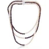 Cavill - Zilveren Parelhalsketting - 925 Sterling Zilver Gerhodineerd - Witte & Zwarte Zoetwaterkweekparels Fancy Slijpsel - Elegante Dames Sieraden