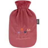 Fashy Warmwaterkruik 2L met fleece hoes en borduursel, bordeaux