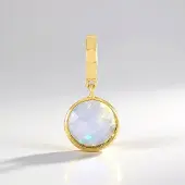Cavill - Welo Opal Hanger - 1,08 ct Ethiopische Opaal - 925 Zilver Verguld - Ronde Schaakbord Slijpsel - Elegant, Vrouwelijk Sieraad