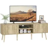 HOMCOM TV-meubel - MDF - 140x35x49cm - Eikenhout