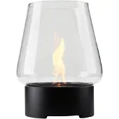 Tenderflame Magnolia Tafelhaard - Natural Concrete Zwart - Glazen Kap - Tenderfuel - Bio-Ethanol Alternatief - Rookvrij en geurarm