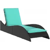 vidaXL Zonnebed met kussen, zwart, 60x205x73 cm, polyrotan