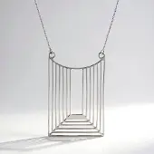 Cavill - Zilveren Halsketting Dames - 925 Sterling Zilver - Platina Geplatineerd - Moderne Geometrische Rechthoekige Hanger - Monosono Collectie