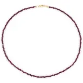 Cavill - Verguld 925 Zilver Halsketting - 36,081 ct Mozambique Granaat - Ronde Facetgeslepen Kralen - 45 cm - Elegante Sieraden Dames