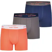 Happy Shorts Boxershorts ' Jersey ' donkerblauw / grijs / oranje