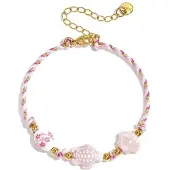 Yehwang Armband met schildpad en schelp kralen en touwmotief Roze