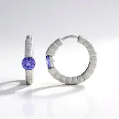 Cavill - Zilveren Oorbellen met 0,92 ct Paarse Tanzaniet - 925 Sterling Zilver met Platina Plating - Ronde 5 mm edelstenen - Luxe en Elegant