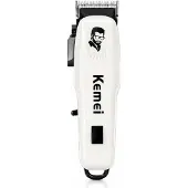 Kemei Haartrimmer & Baardtrimmer Professioneel – Draadloze Tondeuse met 4 Opzetkammen – USB Oplaadbaar – Wit