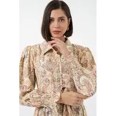 Big Dart Paisley Geknoopte Midi Shirtjurk