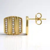 Cavill - Zilveren Oorbellen - 925 Sterling Zilver Verguld - 44 I1 (G) Afrikaanse Briljante Diamanten 0,211 ct - Elegante Pave Oorbellen 11,5 mm