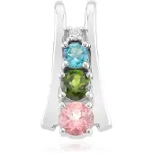 Cavill - Elegante Hanger 925 Sterling Zilver Palladium - Rond Geslepen Braziliaanse Roze & Groene Toermalijn 0,45 ct - Veelzijdige Sieraden
