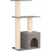 vidaXL Kattentoren met sisal krabpalen Lichtgrijs 133 cm
