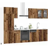 vidaXL Keukenelement Lyon, 8 stuks, gerecycled hout en houtvezel