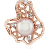 Cavill - Elegante Hanger Zilver & 18K Roségoud Verguld - 8 mm Roze Zoetwater Parel - Cambodjaanse Zirkonia 0,065 ct - Luxe Damessieraden voor Dames