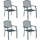 vidaXL Tuinstoel, 4 stuks, antraciet, staal