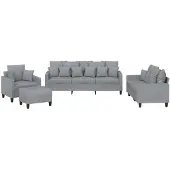 vidaXL 4-delige Loungeset met kussens stof lichtgrijs