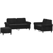 vidaXL 3-delige Loungeset met kussens fluweel zwart